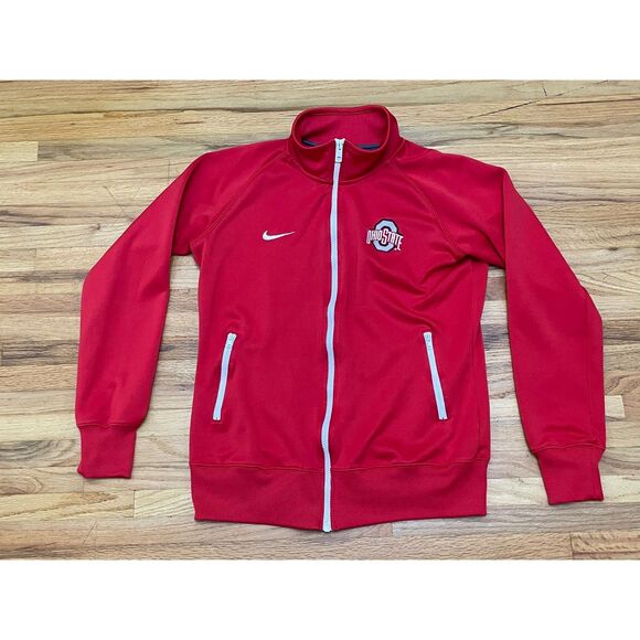 Nike Dri-Fit Men's L Red Jacket Polyester Track Ohio State Buckeyes NCAA Zip-Up - Picture 1 of 11